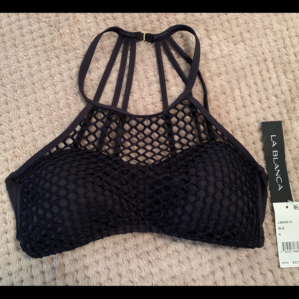 La Blanca Size 6 Black Bathing Suit Top